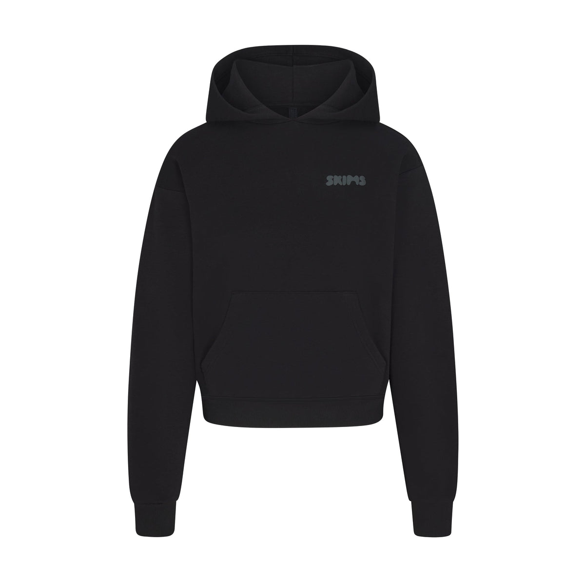 COTTON FLEECE HOODIE WITH EMBOSSED LOGO | ONYX