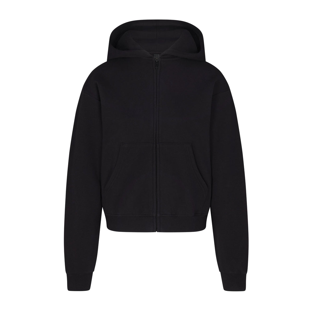 COTTON FLEECE ZIP UP HOODIE | ONYX