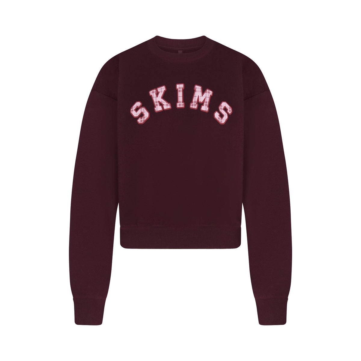COTTON FLEECE CREWNECK | CURRANT ARCHED SKIMS PLAID