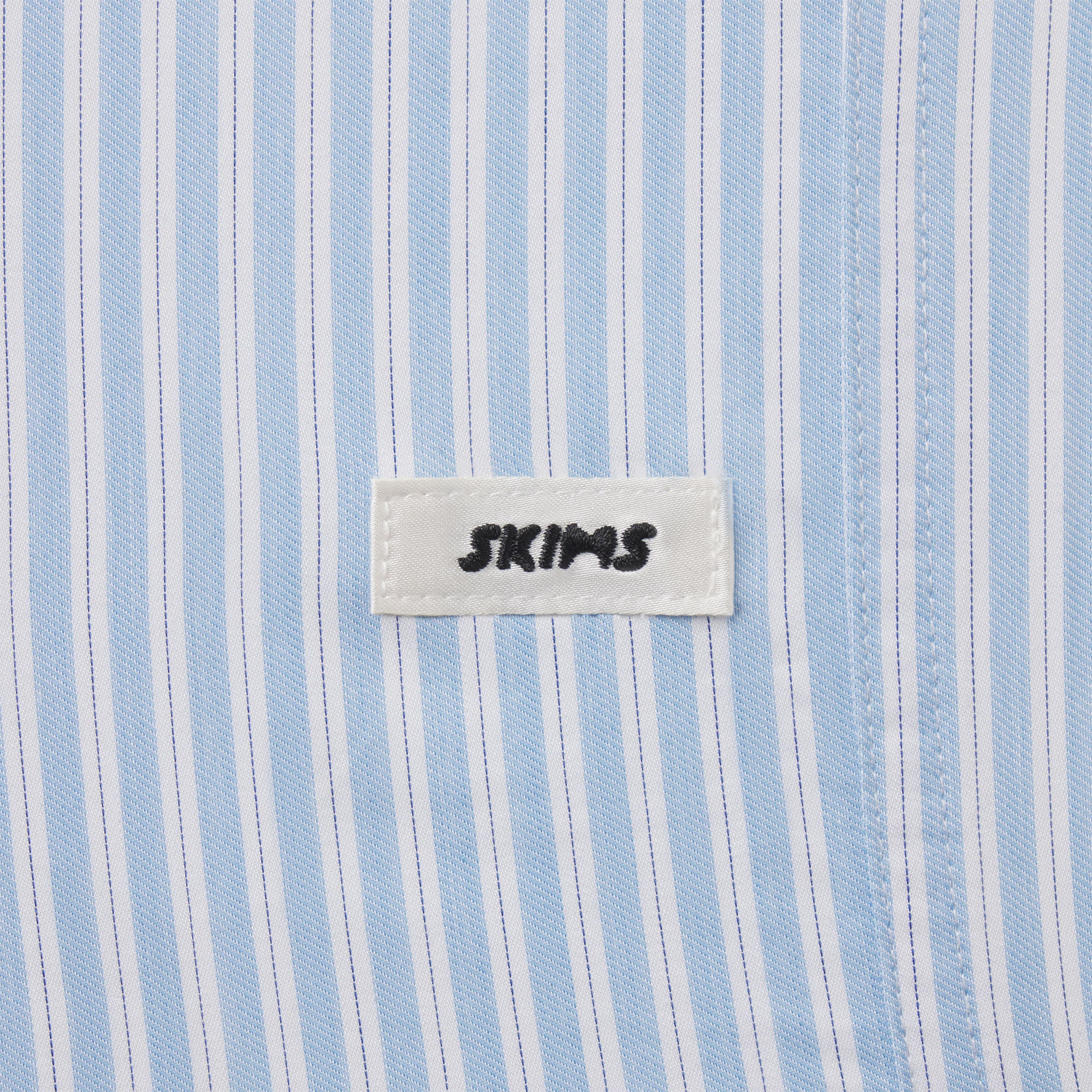 COTTON POPLIN SLEEP CROPPED BUTTON UP AND BLOOMER SET | MARINA MESH STRIPE