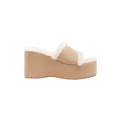 FAUX SHEARLING PLATFORM SLIDE | CLAY SHERPA
