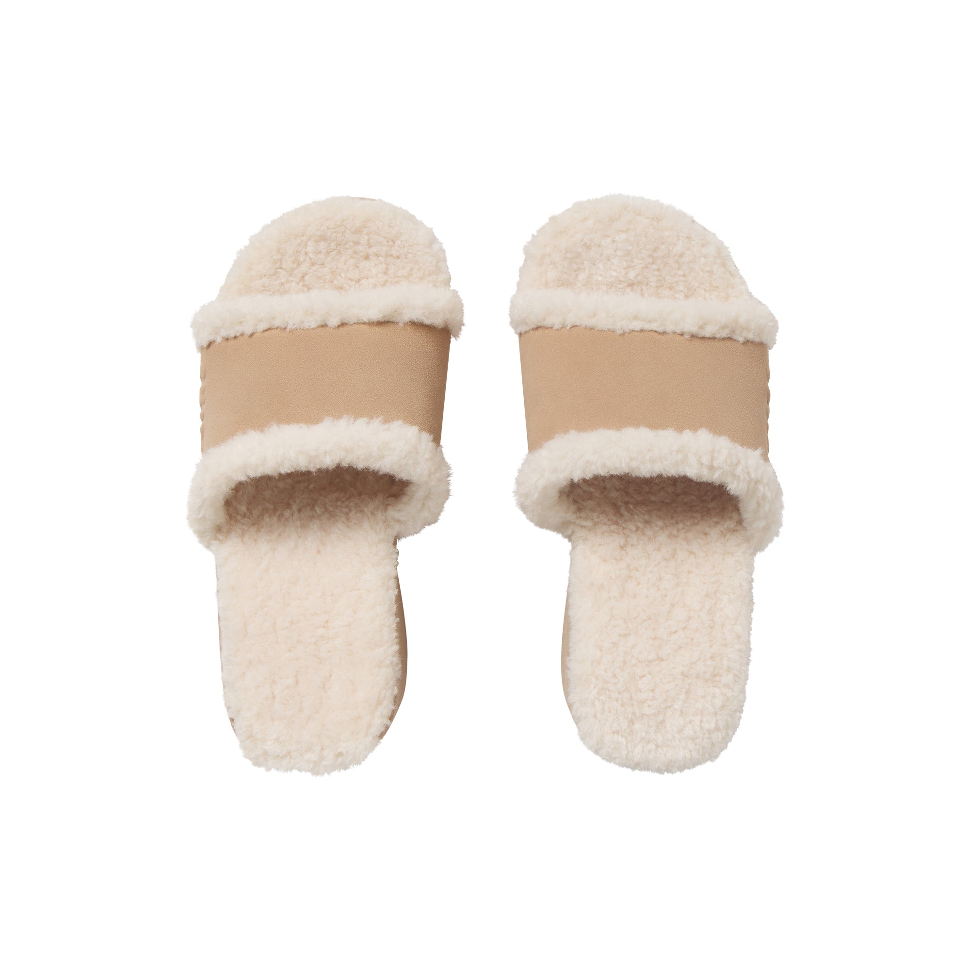 FAUX SHEARLING PLATFORM SLIDE | CLAY SHERPA