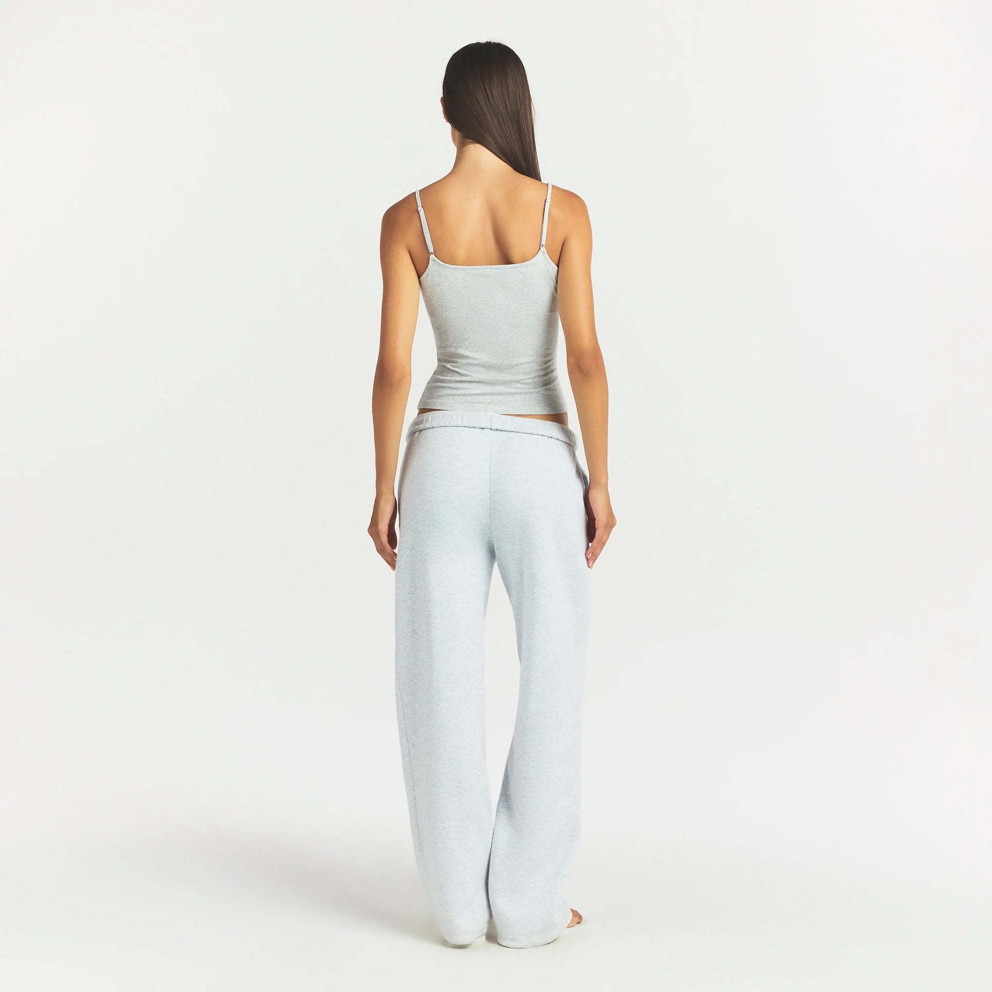 COTTON FLEECE STRAIGHT LEG PANT | LIGHT HEATHER GREY