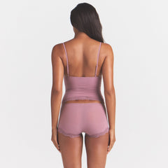 FITS EVERYBODY LACE TRIANGLE CAMI AND BOY SHORT SET | MUTED MAUVE