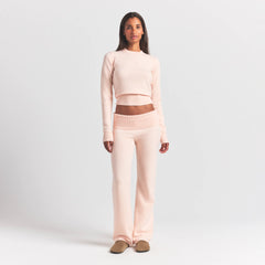 WOOL CASHMERE LONG SLEEVE FITTED CREW NECK | PRIMROSE