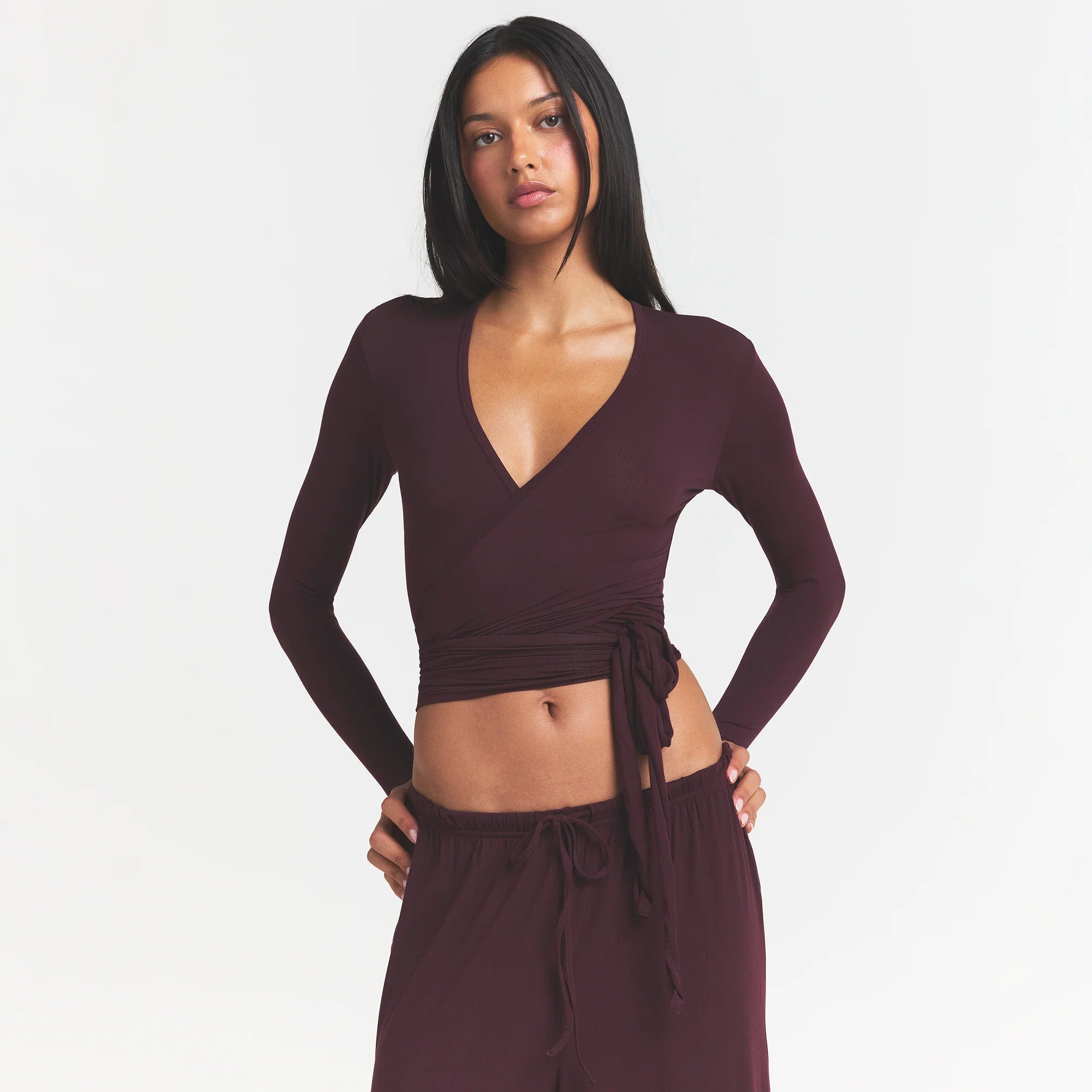 CLOUD SLEEP WRAP TOP | CURRANT