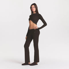 ESSENTIAL KNIT ROUNDED CROPPED CARDIGAN | ESPRESSO