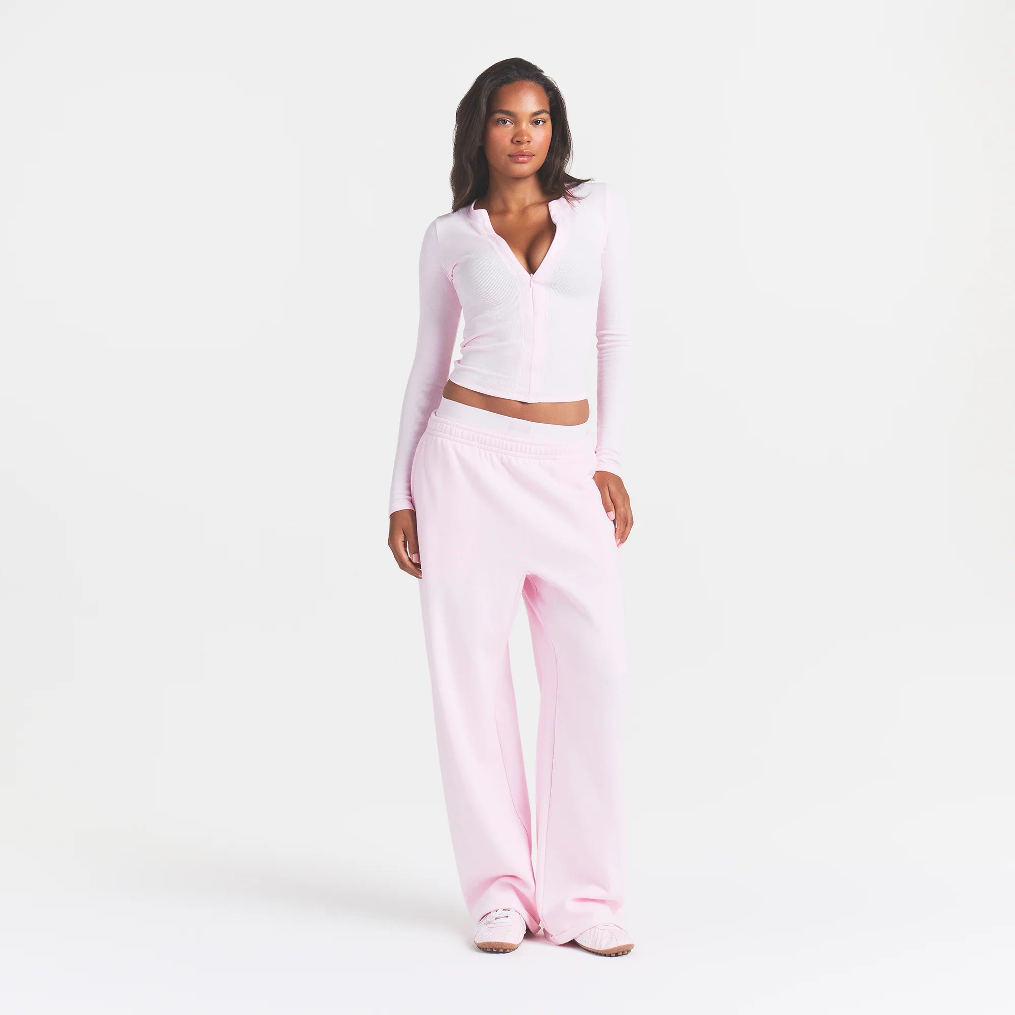 COTTON RIB ZIP UP TOP | CHERRY BLOSSOM
