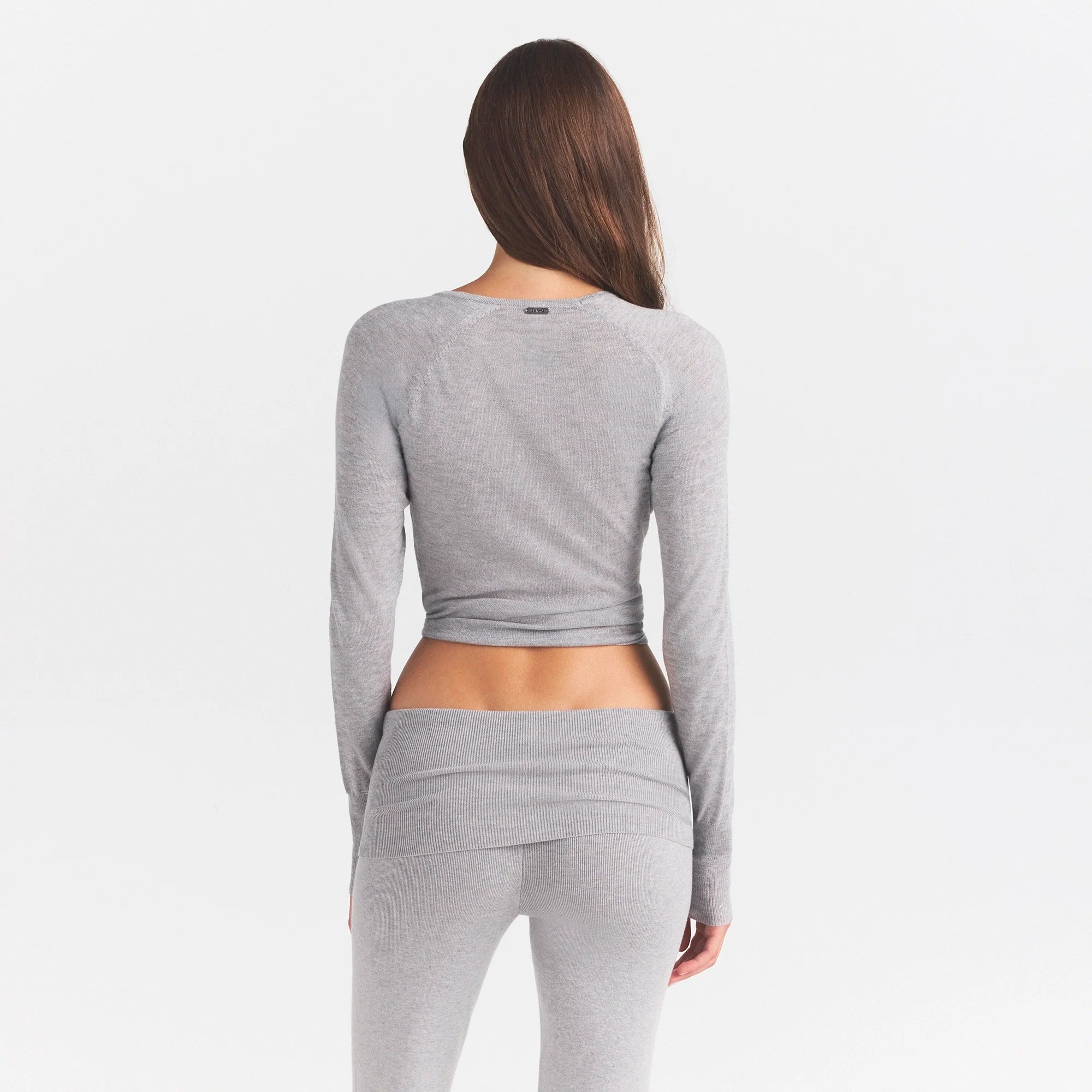 ESSENTIAL KNIT WRAP SWEATER | MID HEATHER GREY