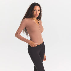COTTON RIB HENLEY LONG SLEEVE | SIENNA