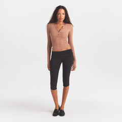 COTTON RIB HENLEY LONG SLEEVE | SIENNA