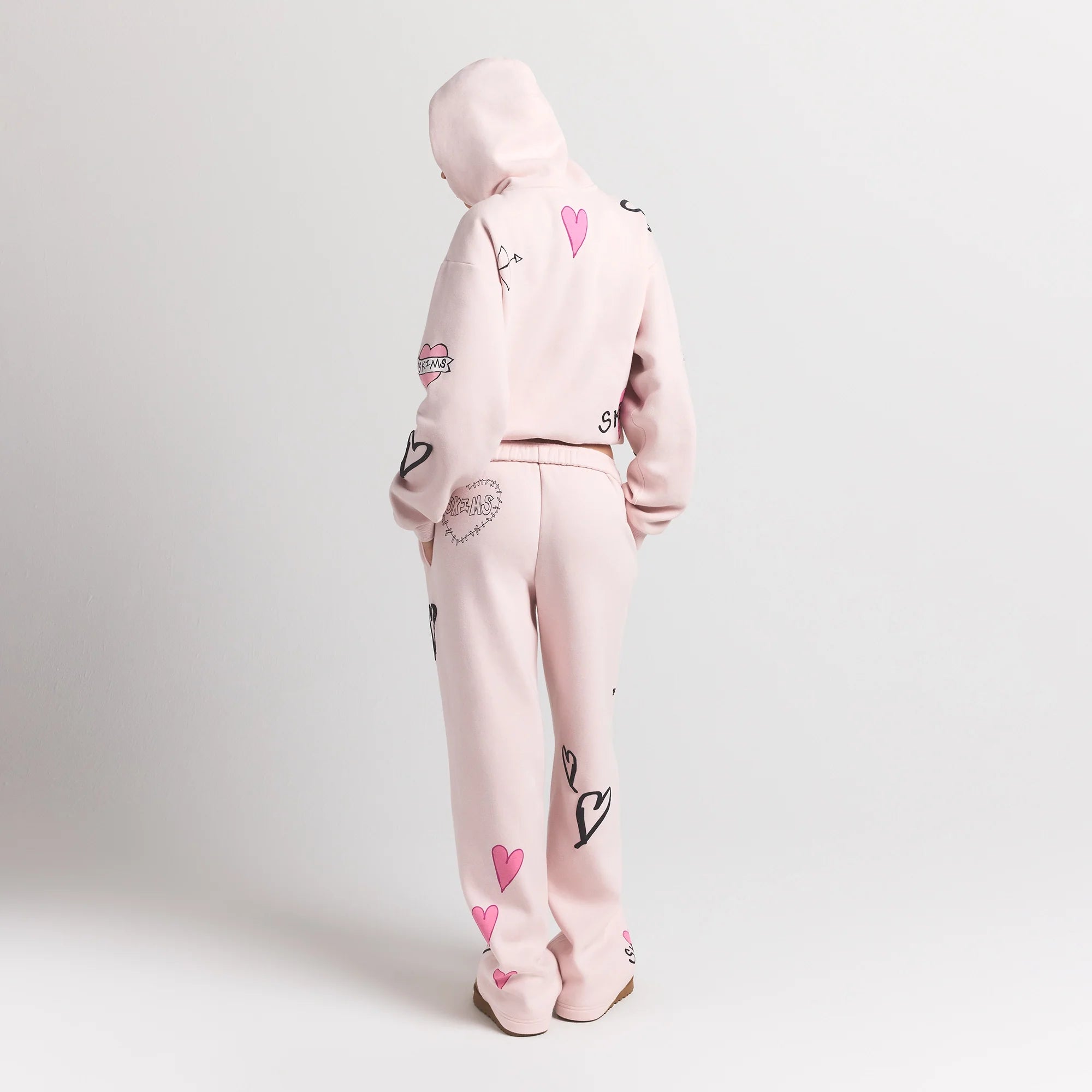 COTTON FLEECE HOODIE | BARELY PINK ANGEL SKETCH
