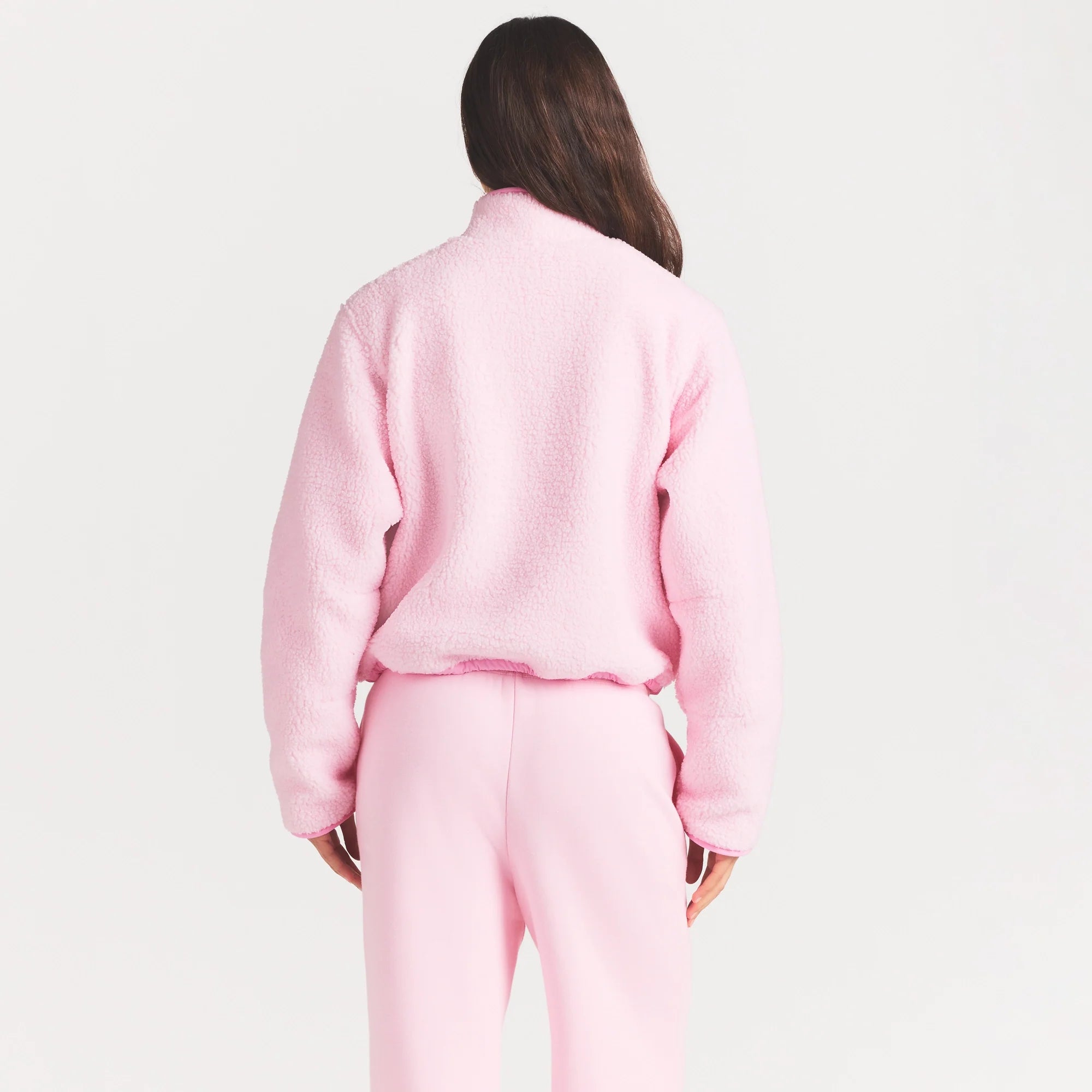 TEDDY BOXY ZIP UP JACKET | CHERRY BLOSSOM