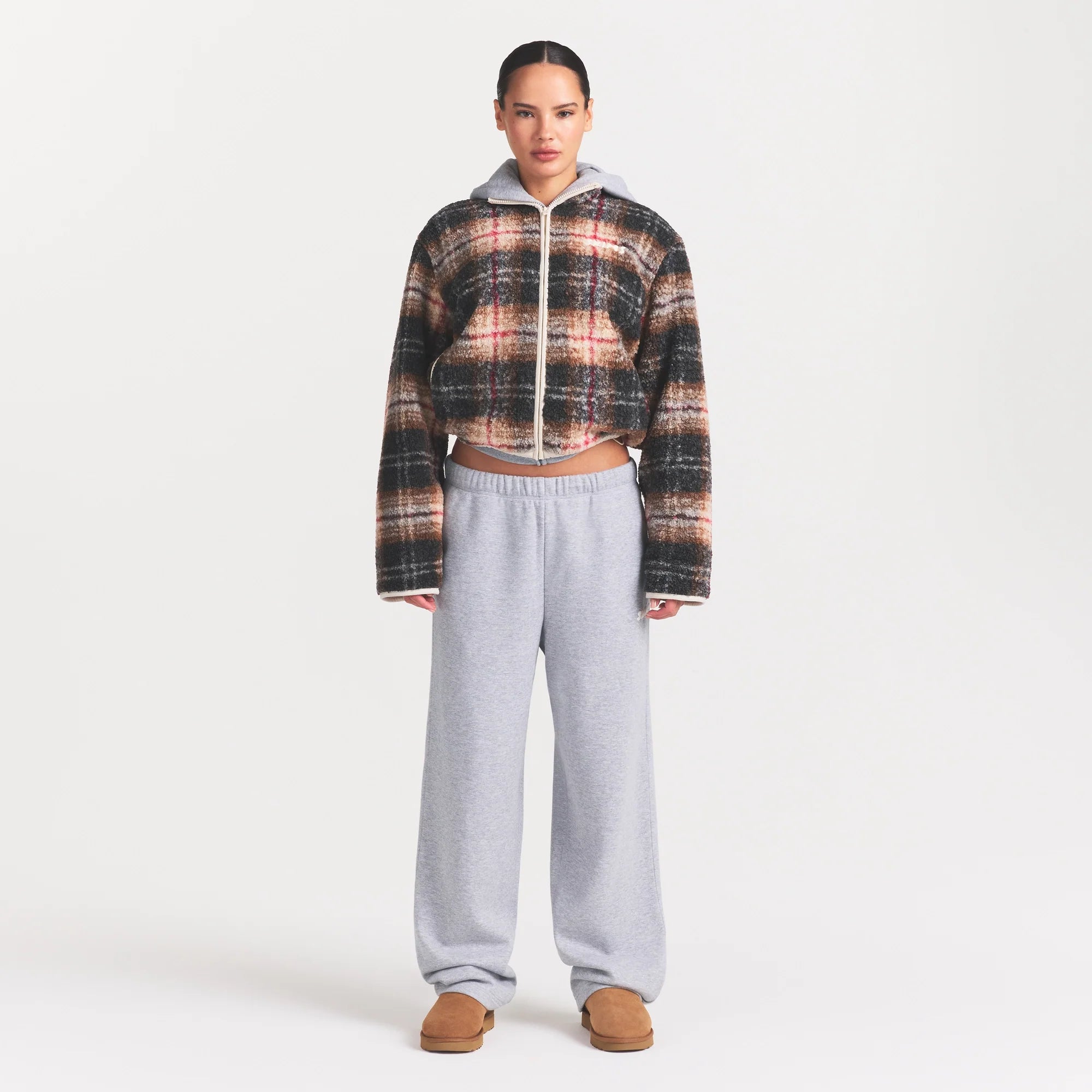 TEDDY BOXY ZIP UP JACKET | SIENNA HERITAGE PLAID