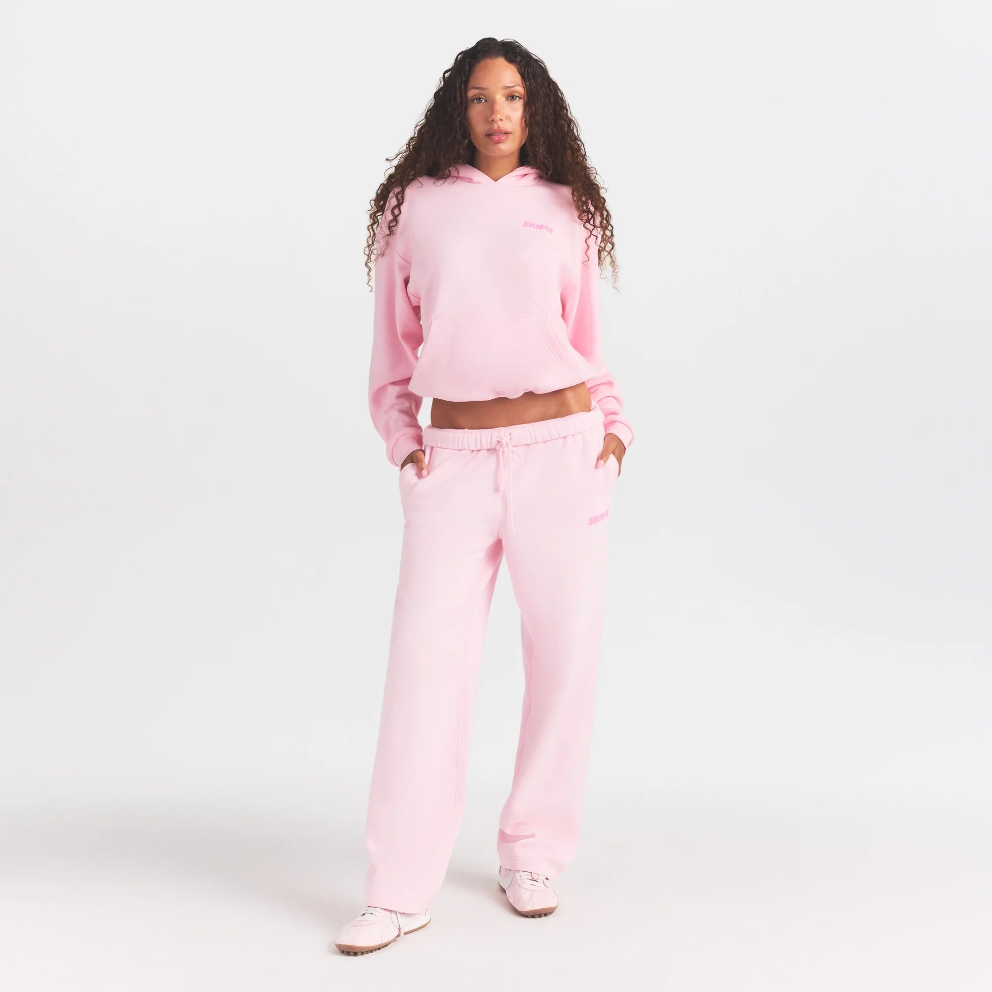 COTTON FLEECE HOODIE WITH EMBOSSED LOGO | CHERRY BLOSSOM