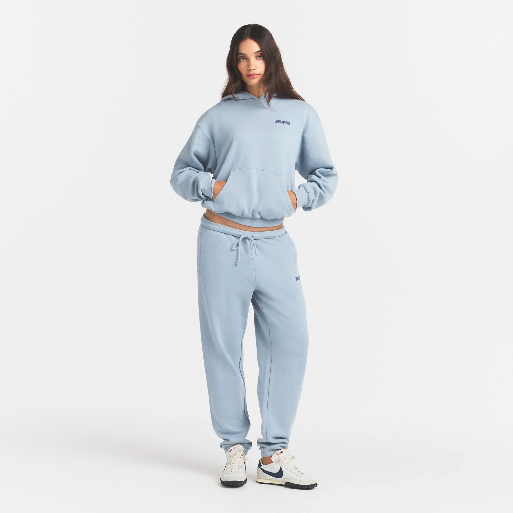 COTTON FLEECE HOODIE WITH EMBOSSED LOGO | FOG
