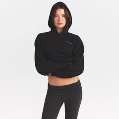 COTTON FLEECE HOODIE WITH EMBOSSED LOGO | ONYX