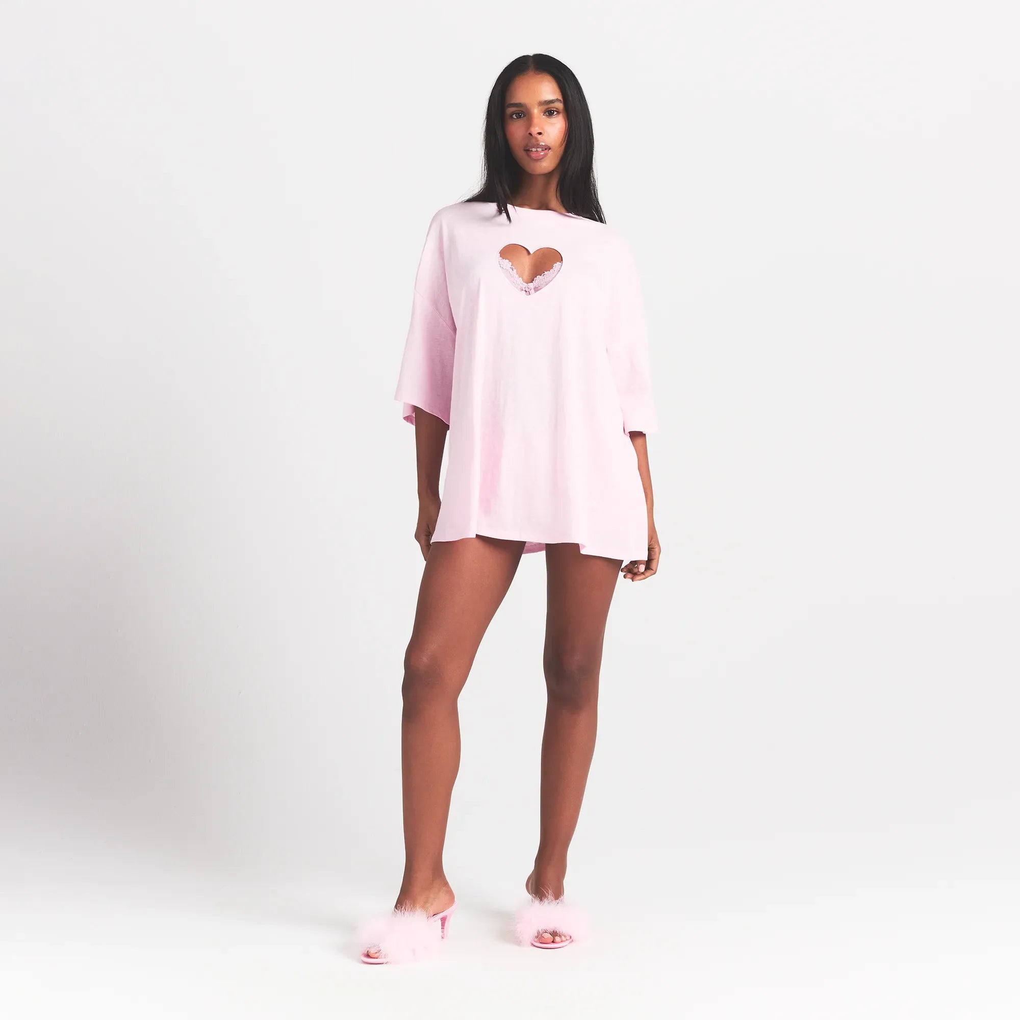 WORN IN JERSEY OVERSIZED HEART T-SHIRT | BABY PINK