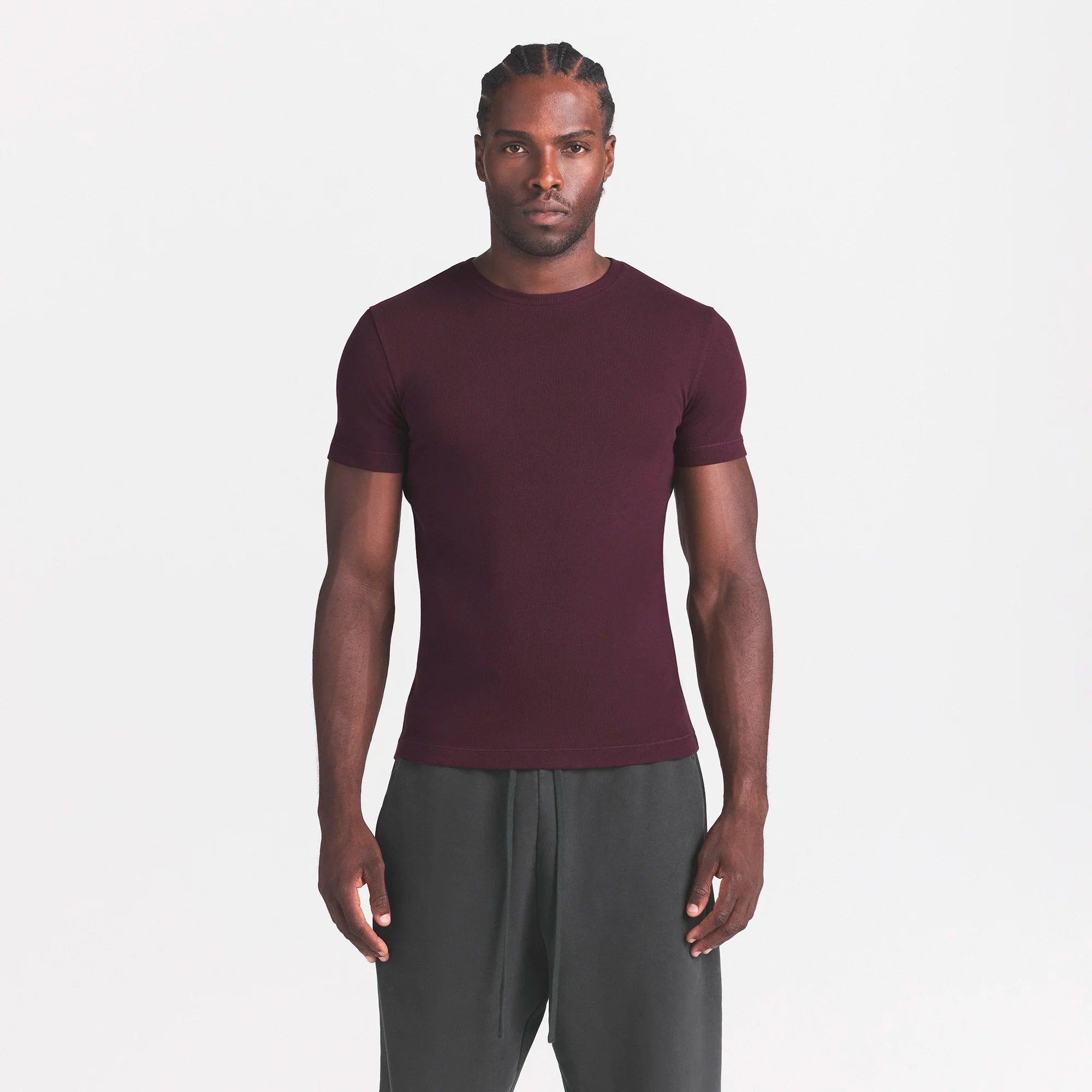 SKIMS COTTON RIB MENS T-SHIRT | CURRANT