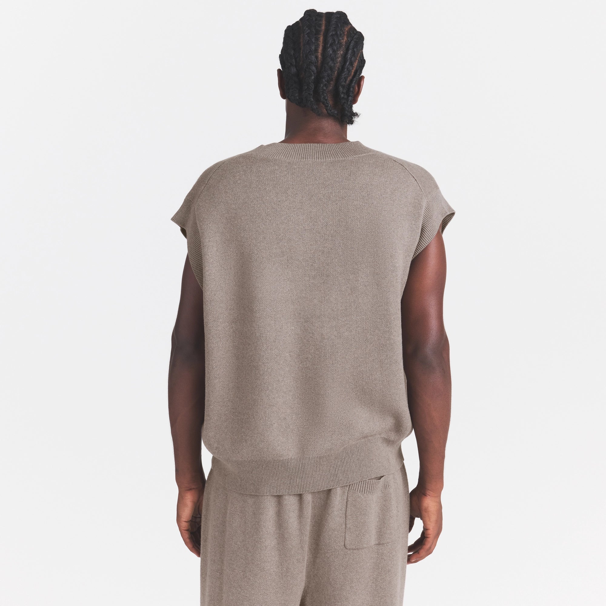 COTTON KNIT MENS SWEATER VEST | DESERT HEATHER GREY