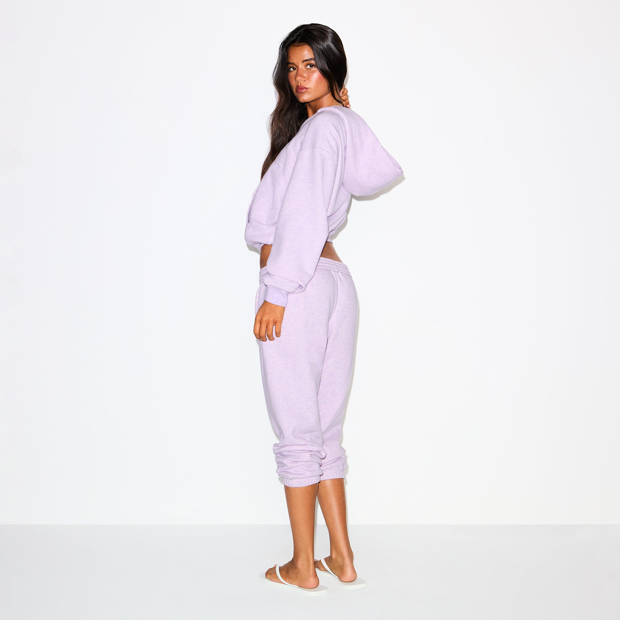 COTTON FLEECE ZIP UP HOODIE | PURPLE HEATHER