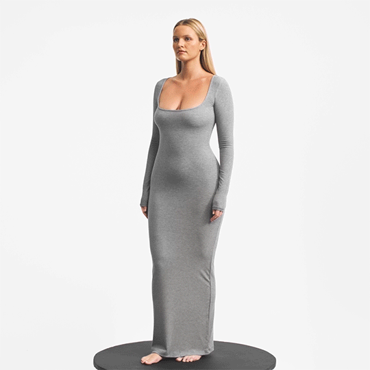 SOFT LOUNGE LONG SLEEVE DRESS | ONYX