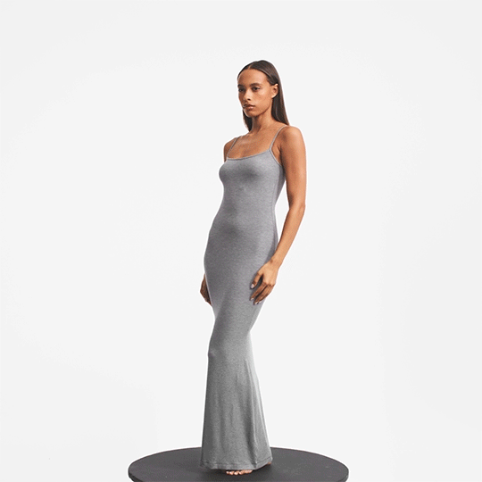 SOFT LOUNGE LONG SLIP DRESS | ONYX